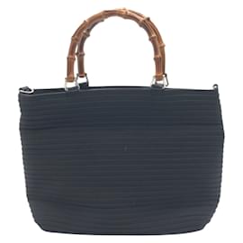 Gucci-Gucci Bamboo Black Polyester Handbag Tote Bag-Black