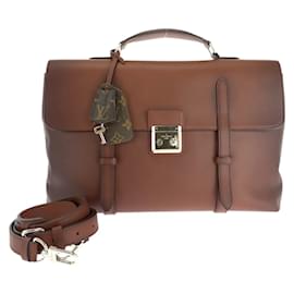 Louis Vuitton-Louis Vuitton Monogram Cuir Cartable Shoulder Bag-Brown