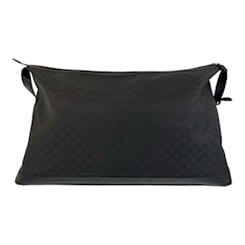 Gucci-Bolsa Boston em lona GG preta e couro Gucci-Preto