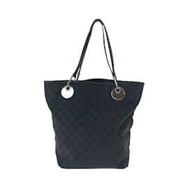 Gucci-Gucci Black GG Canvas Tote Bag-Black