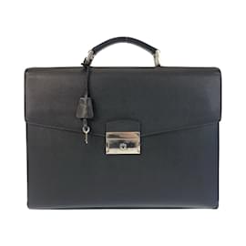 Prada-Prada Saffiano Black Leather Briefcase-Black