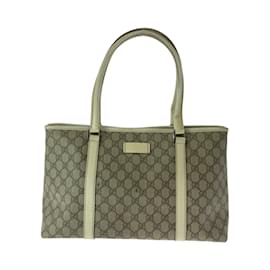 Gucci-Gucci Beige Ivory GG Supreme Tote Bag-Beige,Cream