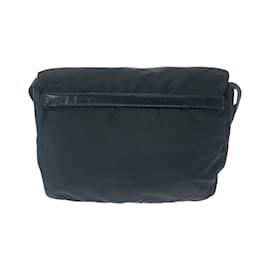 Prada-Prada Tessuto Triangle Logo Plate Shoulder Bag-Black