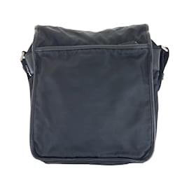 Prada-Prada Tessuto Saffiano Triangle Logo Plate Shoulder Bag-Black