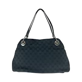 Gucci-Gucci Black GG Canvas Shoulder Bag-Black