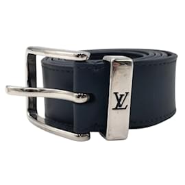Louis Vuitton-Ceinture Louis Vuitton Santur Pont Neuf-Argenté,Bleu Marine