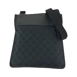 Gucci-Gucci Black GG Canvas Shoulder Bag-Black