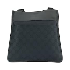 Gucci-Gucci Black GG Canvas Shoulder Bag-Black