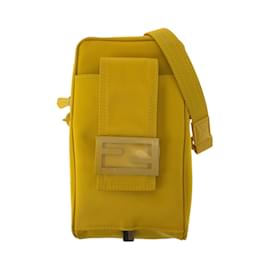 Fendi-Fendi Yellow Nylon Shoulder Bag Pochette-Yellow