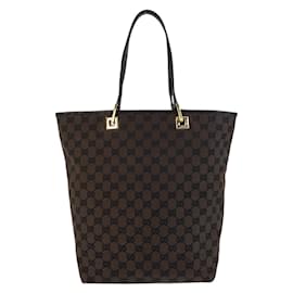 Gucci-Gucci Brown GG Canvas Leather Tote Bag-Brown