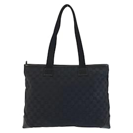 Gucci-Gucci Black GG Canvas Leather Tote Bag-Black