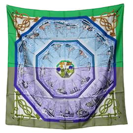 Hermès-Hermes Silk Scarf - Fishing Boats Returning to Port-Multiple colors,Green