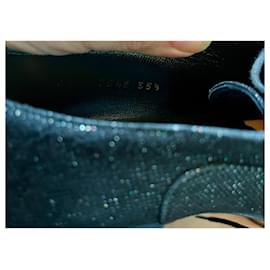 Saint Laurent-Giltter Tuxedo Shoes-Black,Metallic