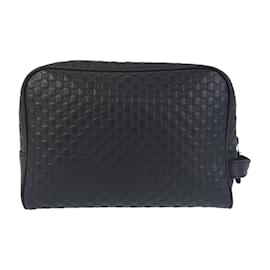 Gucci-GUCCI Micro Guccissima Black Leather Clutch Bag-Black