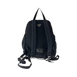 Prada-Prada Tessuto Triangle Logo Plate Backpack-Black