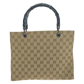 Gucci-Gucci Bamboo Beige Black Tote Bag-Black,Beige