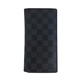 Louis Vuitton-Louis Vuitton Damier Graphite Portefeuille Brazza Long Wallet-Black