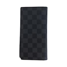 Louis Vuitton-Louis Vuitton Damier Graphite Portefeuille Brazza Long Wallet-Black