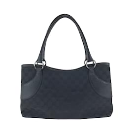 Gucci-Gucci Black GG Canvas Tote Bag-Black