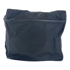 Prada-Prada Tessuto Triangle Logo Plate Messenger Bag-Black