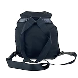 Prada-Prada Tessuto Triangle Logo Plate Backpack-Black