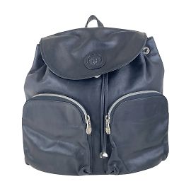 Versace Vintage Medusa Black Leather Backpack Black