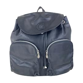 Versace-Versace Vintage Medusa Black Leather Backpack-Black