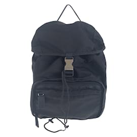 Prada-Prada Tessuto Triangle Logo Plate Backpack-Black