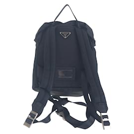 Prada-Prada Tessuto Triangle Logo Plate Backpack-Black