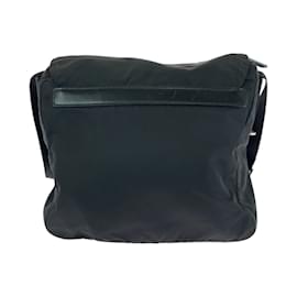 Prada-Prada Tessuto Triangle Logo Plate Black Nylon Shoulder Bag-Black