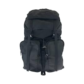 Prada-Prada Tessuto Triangle Logo Plate Backpack-Black