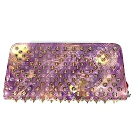 Christian Louboutin-Portefeuille long Panettone à clous en marbre Christian Louboutin-Violet