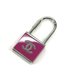 Chanel 02C CC Coco Marchio Logo Portachiavi Argento Rosa