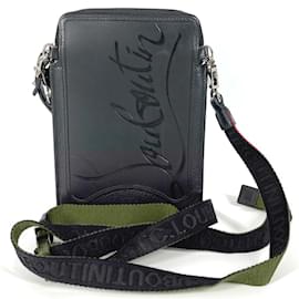 Christian Louboutin-Christian Louboutin Black Leather Pochette Shoulder Bag-Black