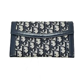 Christian Dior-Christian Dior Trotter Jacquard Vintage Long Wallet-Navy blue