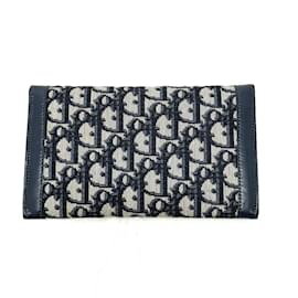 Christian Dior-Christian Dior Trotter Jacquard Vintage Long Wallet-Navy blue