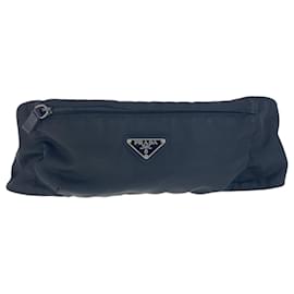 Prada-Prada Tessuto Triangle Logo Plate Black Nylon Body Bag-Black