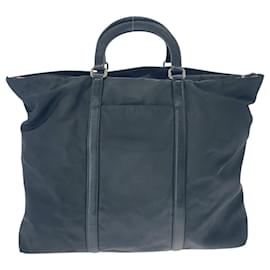 Prada-Prada Tessuto Triangle Logo Plate Tote Bag-Black