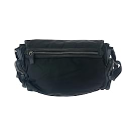 Prada-Prada Tessuto Triangle Logo Plate Black Nylon Shoulder Bag-Black