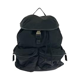 Prada-Prada Tessuto Triangle Logo Plate Backpack-Black