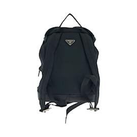 Prada-Prada Tessuto Triangle Logo Plate Backpack-Black