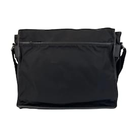 Prada-Prada Tessuto Triangle Logo Plate Messenger Bag-Black