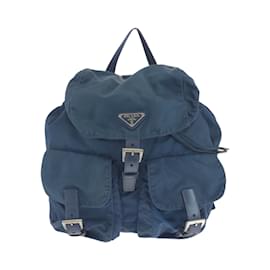 Prada-Prada Tessuto Triangle Logo Plate Backpack-Blue