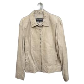 Ventcouvert Leather Biker Jacket Beige Beige