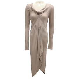 Autre Marque-Willow Smoke Drape Neck Long Sleeve Dress-Grey