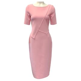 Autre Marque-St. John Pink Sculpted Short Sleeved Dress-Pink