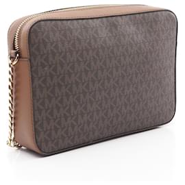 Michael Kors-Michael Kors PVC Coated Canvas JET SET ITEM Shoulder Bag 35F8GTTC3B-Brown