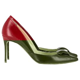 Christian Louboutin- Christian Louboutin Pointed Pumps in Burgundy Leather-Red,Dark red