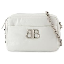 Balenciaga-Monaco Camera Xs Sac à épaule - Balenciaga - Cuir - Blanc-Blanc