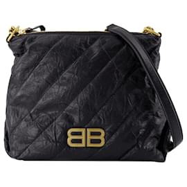 Balenciaga-Crush Small Shoulder Bag - Balenciaga - Leather - Black-Black